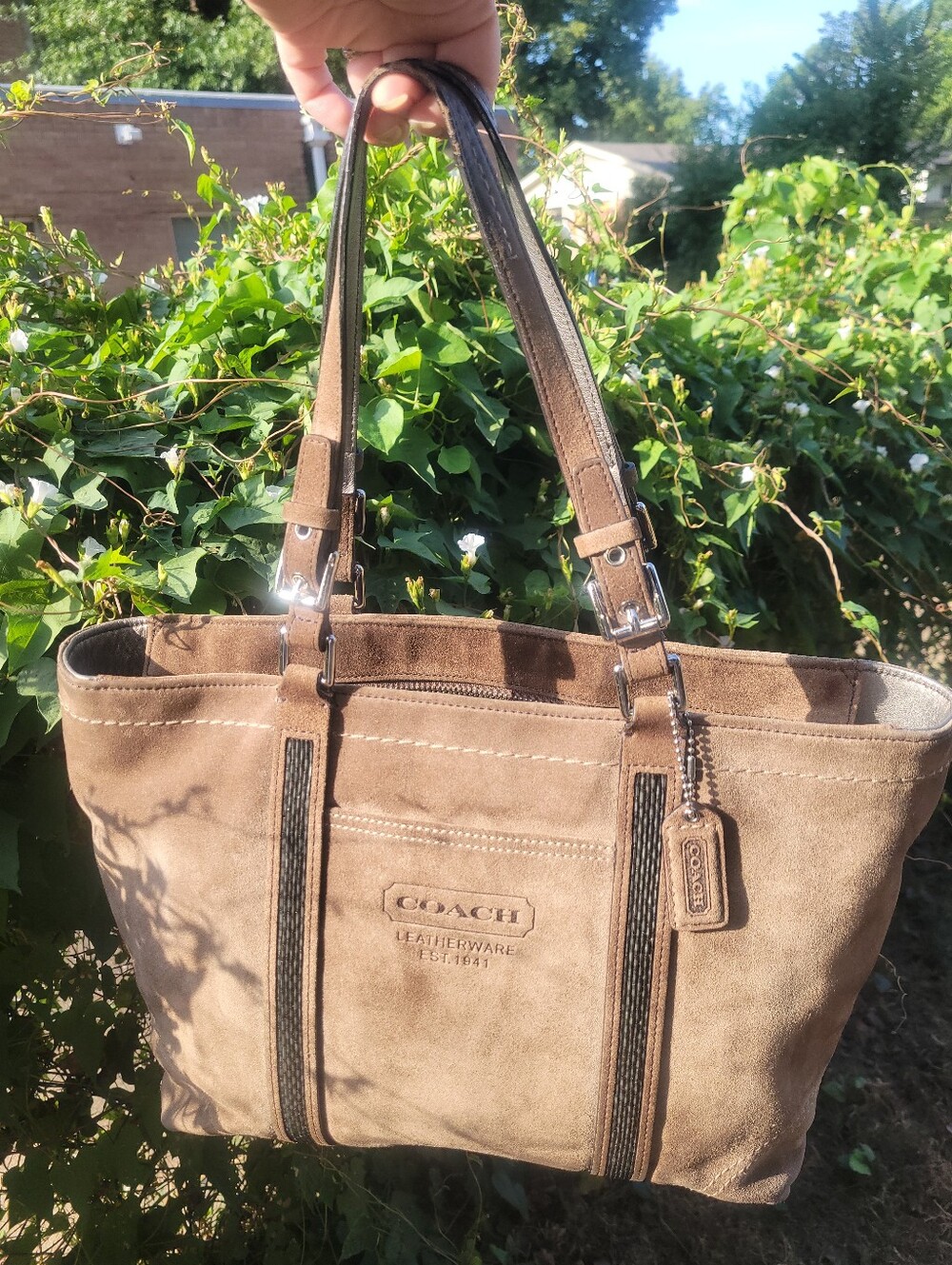 Vintage Coach Suede Beaded Tote # 8B31